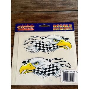 Y2K 2000 Car Tattoos Eagle Racing Flag Vinyl Decals CT 80041 White Yellow OS